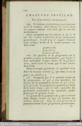 Chapitre septième. Les Progressions géométriques