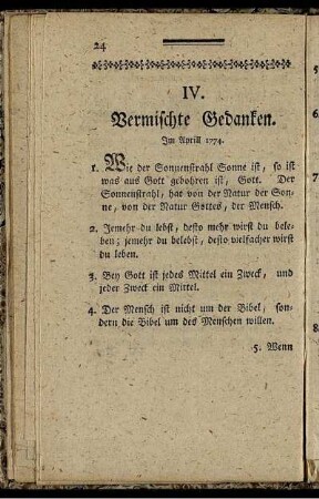 IV. Vermischte Gedanken