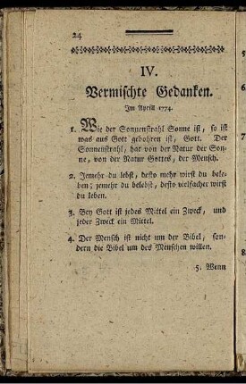 IV. Vermischte Gedanken