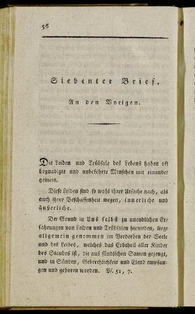 Siebenter Brief. An den Vorigen.