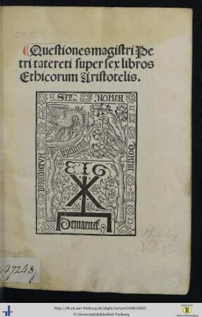 Questiones magistri Petri tatereti super sex libros Ethicorum Aristotelis