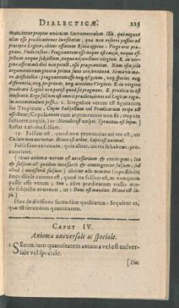 Caput IV. Axioma universale ac speciale.