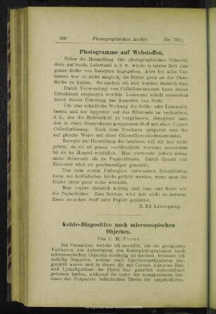 Kohle-Diapositive nach microscopischen Objecten