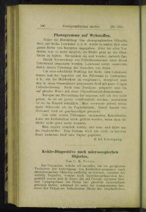 Kohle-Diapositive nach microscopischen Objecten