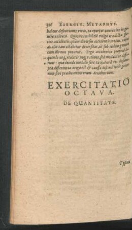Exercitatio Octava. De Quantitate.