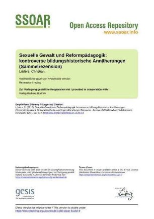 Sexuelle Gewalt und Reformpädagogik: kontroverse bildungshistorische Annäherungen (Sammelrezension)