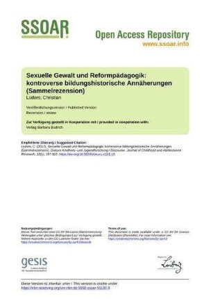 Sexuelle Gewalt und Reformpädagogik: kontroverse bildungshistorische Annäherungen (Sammelrezension)