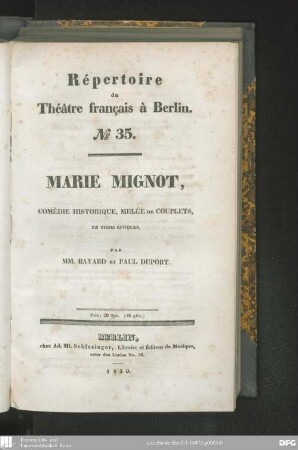 Marie Mignot : comédie historique, melée de couplets, en trois époques