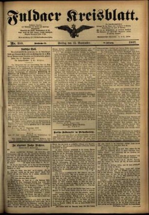 Ausgabe vom Freitag, den 13. September 1907.