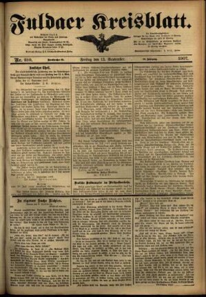 Ausgabe vom Freitag, den 13. September 1907.