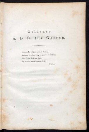 Goldenes A.B.C. für Gatten.