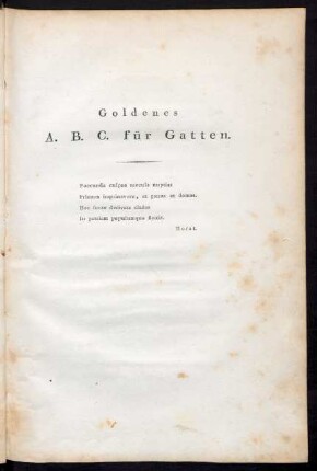 Goldenes A.B.C. für Gatten.