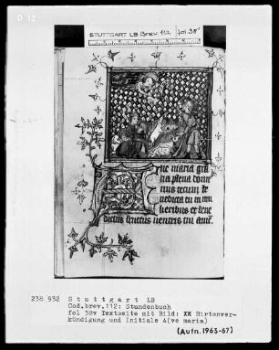 Lateinisch-französisches Stundenbuch — Verkündigung an die Hirten, Folio 38verso