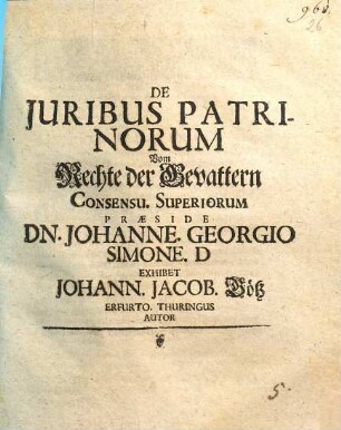 De Iuribus Patrinorum : Vom Rechte der Gevattern