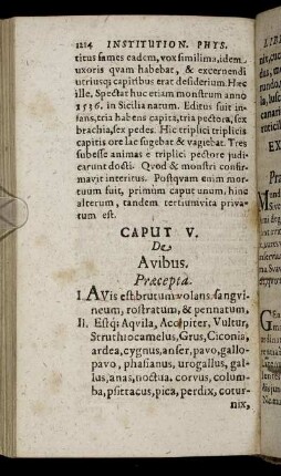 Caput V. De Avibus.