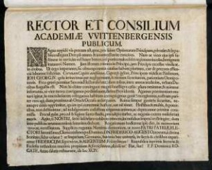 Rector Et Consilium Academiae VVittenbergensis Publicum