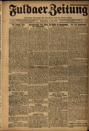 Erste Ausgabe vom Donnerstag, den 03. Juli 1924.