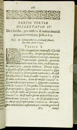 Dissertatio IV. De Christo, pro nostris & totius mundi peccatis [...]