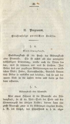 II. Programm. Stufenfolge poetischer Kräfte