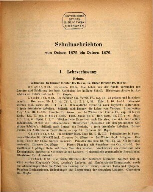 Programm des Grossherzoglichen Friedrich-Franz-Gymnasiums zu Parchim : ausgegeben Ostern .., 1875/76