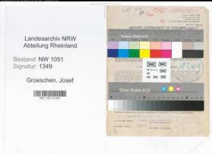 Entnazifizierung Josef Groeschen , geb. 11.11.1908 (Arbeiter)