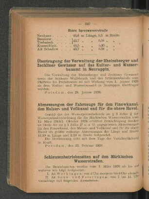 Übertragung der Verwaltung der Rheinsberger und Zechliner Gewässer auf das Kultur- und Wasser-bauamt in Neuruppin.