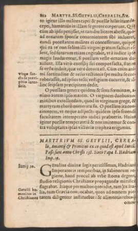 Martyrium SS. Getulii, Cerealis, Amantii et Primitivi ...