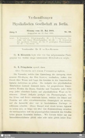 Nr. 10. Sitzung vom 24. Mai 1889