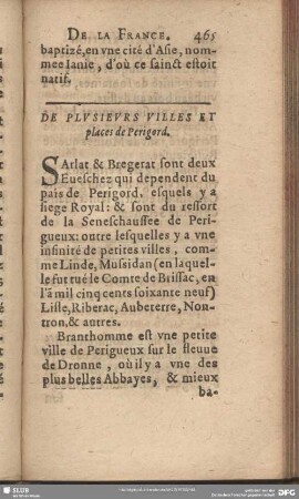 De Plusieurs Villes Et places de Perigord