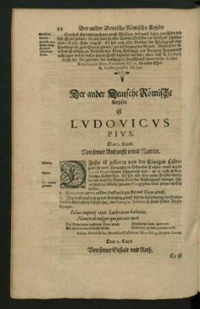 Der ander Deutsche Römische Keyser ist Ludovicus Pius.