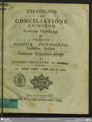 Exercitatio De Conciliatione Animorum