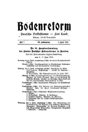 Die 21. Hauptversammlung des Bundes Deutscher Bodenreformer in Dresden