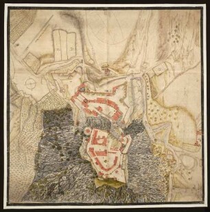 Farbiger Plan (Grundriss) der Festung Hohentwiel