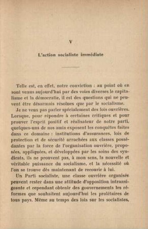 V L'action socialiste immédiate