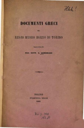 Documenti greci del Regio Museo Egizio di Torino