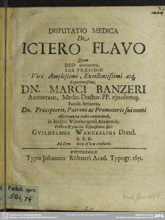 Dissertatio medica de ictero flavo