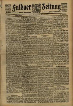 Erste Ausgabe vom Montag, den 27. November 1911.