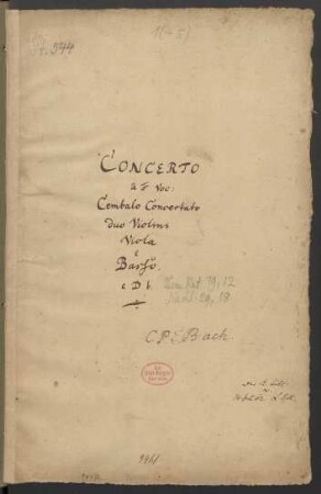 Konzerte; cemb, strings; d-Moll; H 420; Wq 17