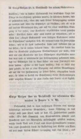 34-50 Einige Notizen über die Verhältnisse der reformirten Gemeinden in Bayern