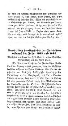 71. Bericht über die Geschichte der Gesellschaft während der Jahre 1843 und 1844. : Abgestattet von Herrn Dr. J. F. Voigt, in der öffentlichen Versammlung am 10. April 1845.