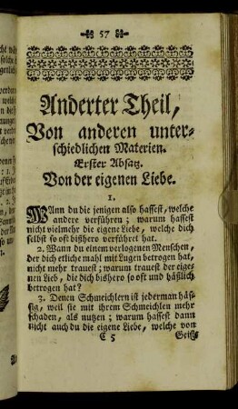 Anderter Theil, Von anderen unterschiedlichen Materien.