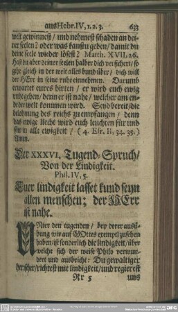 Der XXXVI. Tugend-Spruch, Von der Lindigkeit