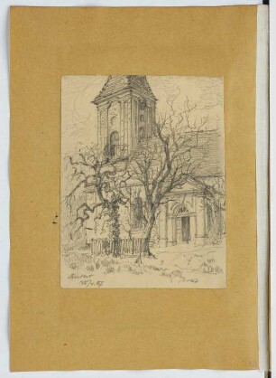 Dorfkirche, Berlin-Rudow: Perspektivische Ansicht (aus: Skizzen- und Fotoalbum 20)