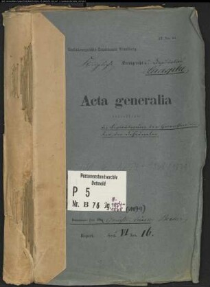 Belegakten zu den Zivilstandsregistern der Dissidenten mit den Orten Erndtebrück, Laasphe, Oberndorf, Richstein, Rückershausen und Weide (H 1854-1868)