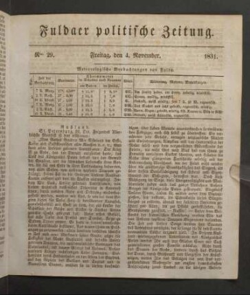 Freitag, den 4. November. 1831