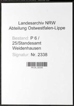 Sterberegister Standesamt Weidenhausen