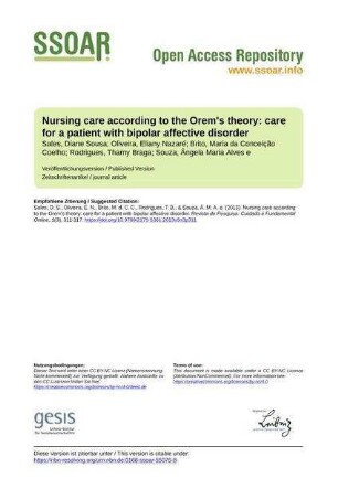 Nursing care according to the Orem's theory: care for a patient with bipolar affective disorder