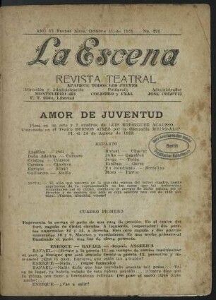 Amor de juventud : pieza en un acto y tres cuadros