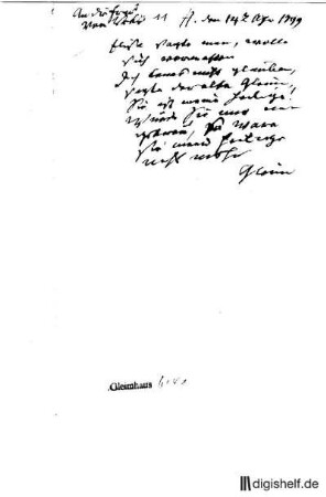 11: Brief von Johann Wilhelm Ludwig Gleim an Elise von der Recke