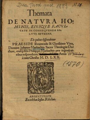 Themata De Natvra Hominis, Eivsqve Facvltate In Conseqvenda Salvte Aeterna